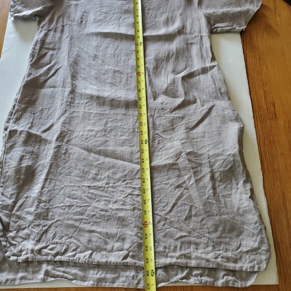 Lungo L'arno | Linen Lagenlook Popover Tunic Dress Hi Low Hem with Pockets - Picture 14 of 15